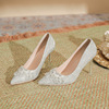 senz langelite stiletto heel pointed toe rhinestone buckle electroplated heel high heels women's everyday joker work shoes full figure