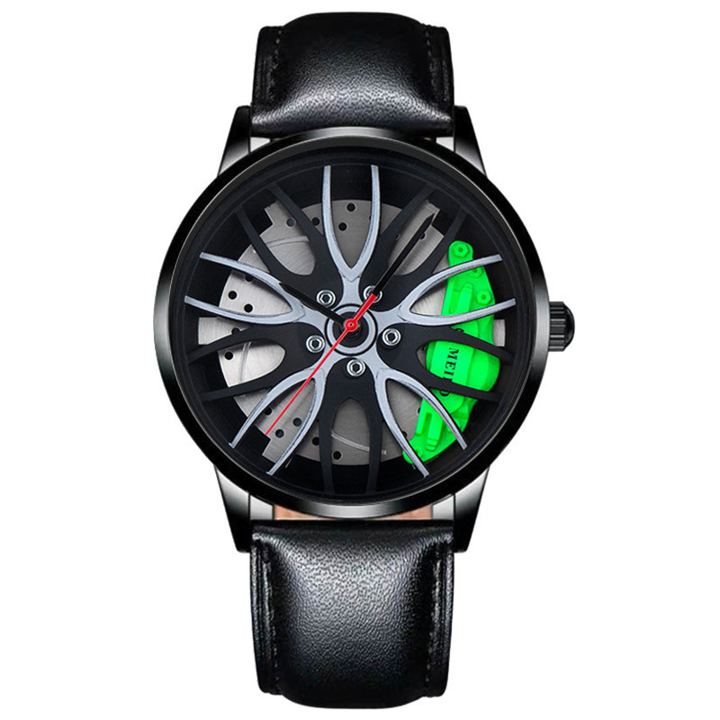 wheel hub style non-mechanical watch quartz steel strap watch men's fashion racing style watch men's watch in stock details Picture