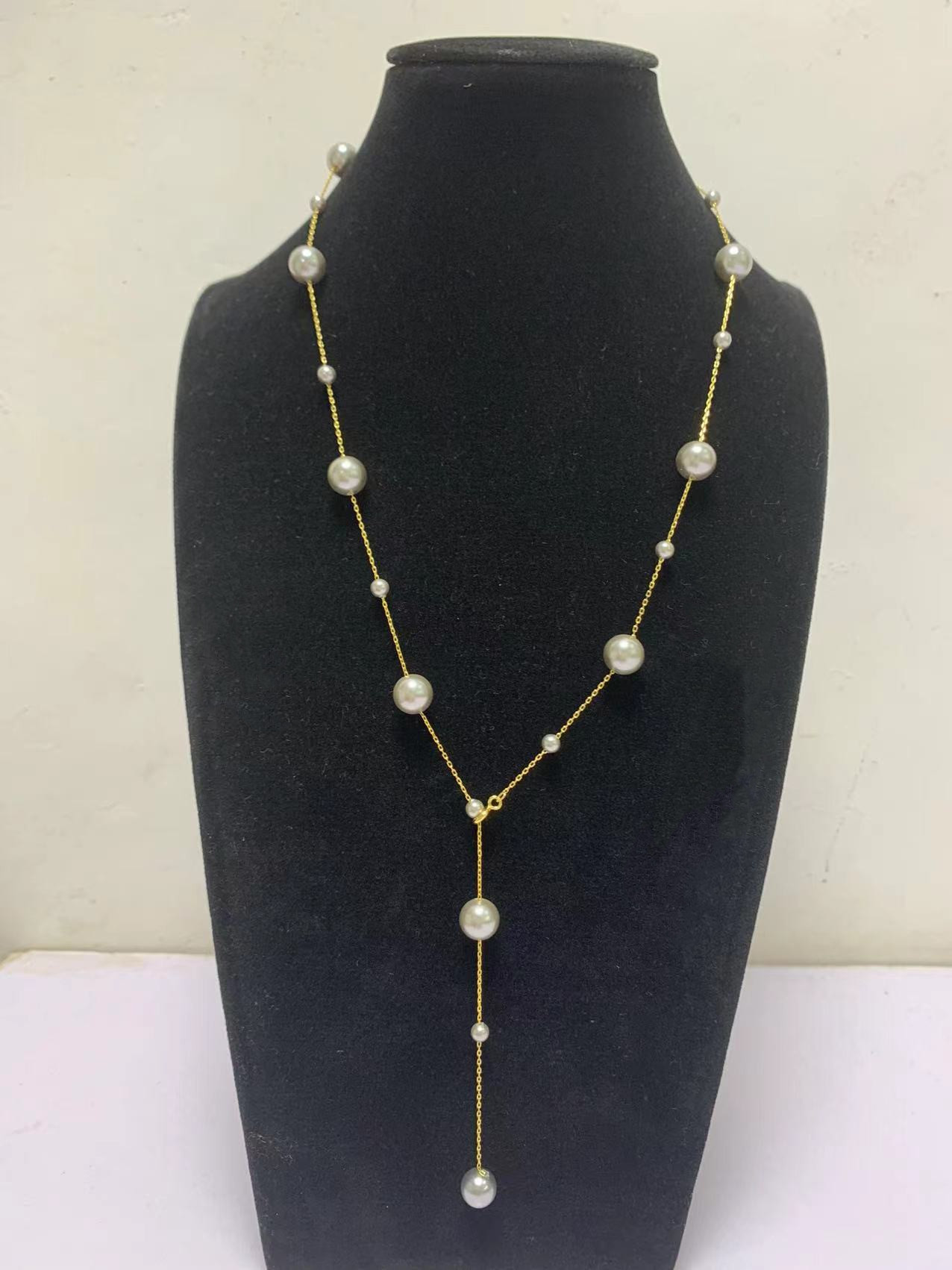 s925 sterling silver starry pearl necklace women's pendant multi-round twin autumn/winter sweater chain high-grade details Picture
