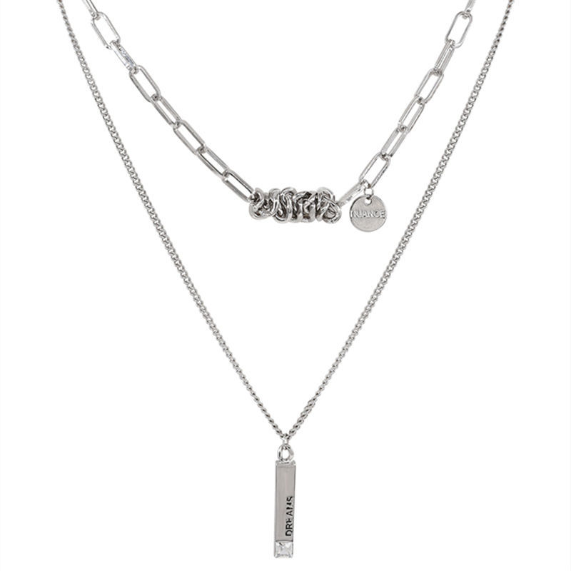 niche design twin double-layer pendant necklace 2023 new women's personalized hip hop sweater chain sweater chain fashion Item Picture