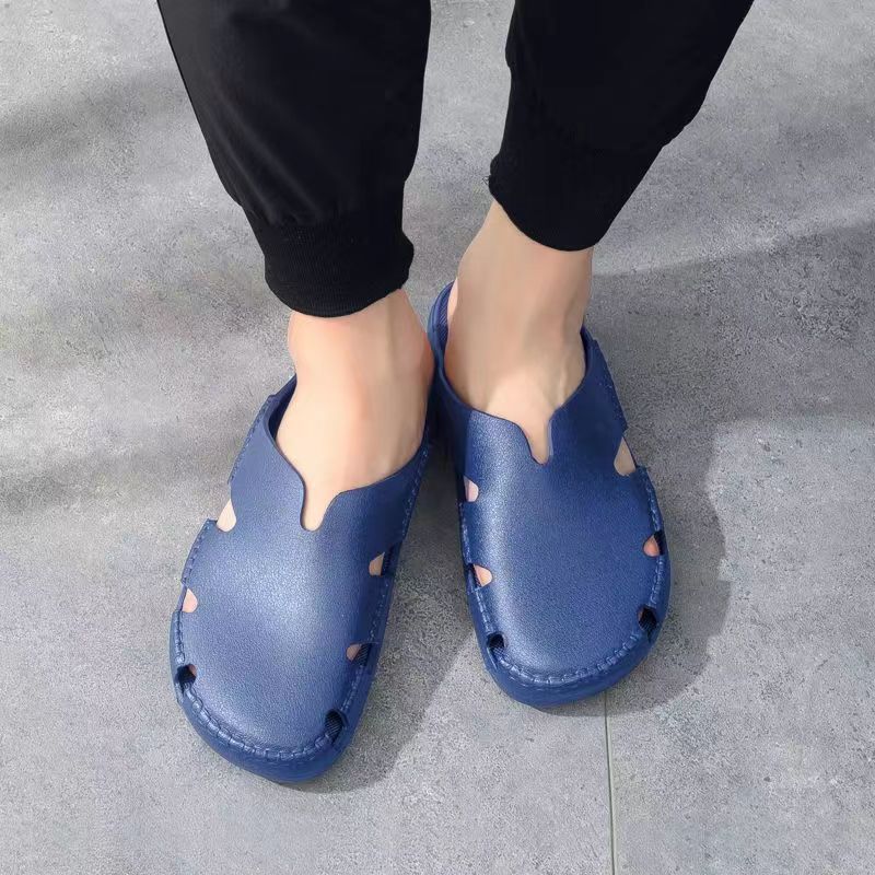super soft vietnam latex closed-toe slippers saigon non-wear rubber women's shoes soft bottom casual non-stinky foot sandals men undefined