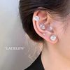 s925 sterling silver stud earrings female zircon super flash earrings female niche high sense ear-caring no need to take off cochlear small ear bone stud full figure