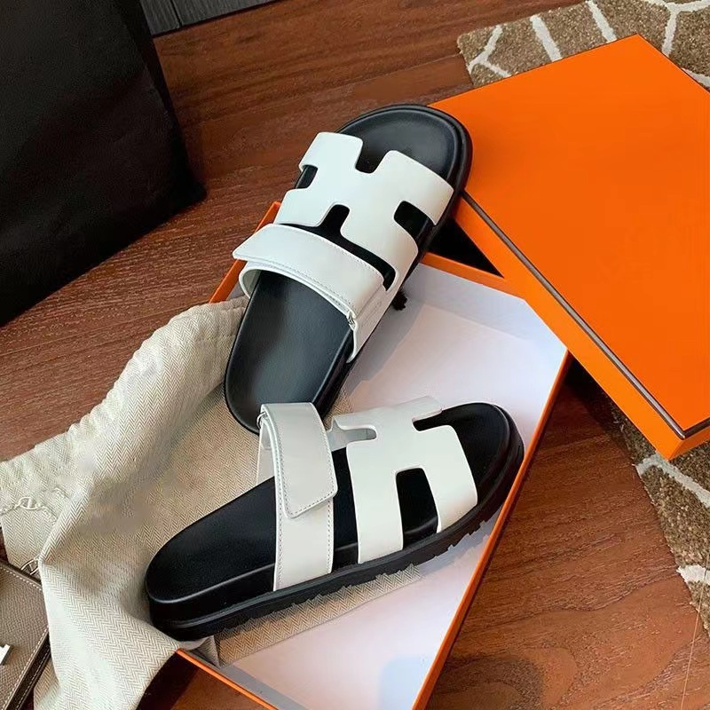 24 summer new slippers women's foreign trade large size all-match thick bottom velcro solid color european and american leisure sandals for women full figure