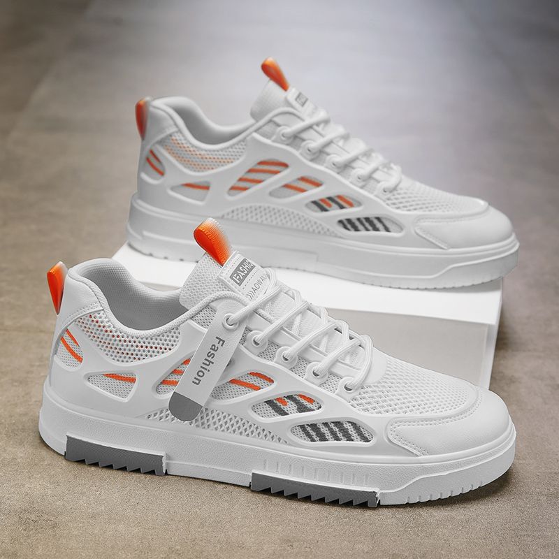 trendy all-match white shoes 2024 summer new breathable mesh shoes male student sports casual borad shoes trendy shoes details Picture