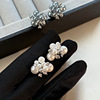 real gold electroplated niche high-grade fireworks large and small pearls stud earrings women's exquisite 5a grade zircon earrings earrings wholesale Specification drawing