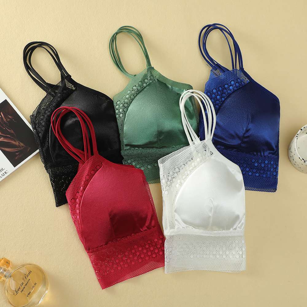 Ladies' lace, beautiful back bra with sequined straps Item Picture