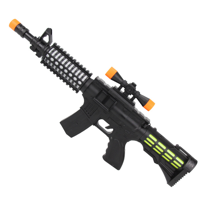 popular children's electric music gun toy acousto-optic luminous black boy submachine gun gift box stall hot sale wholesale Item Picture