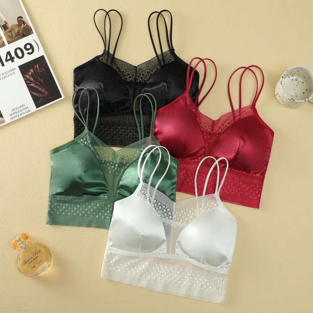 Ladies' lace, beautiful back bra with sequined straps Specification drawing