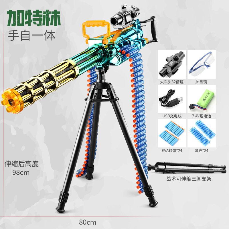 jianfeng amt gatling elastic chain soft bullet gun chicken-eating electric continuous hair eva soft ball m416 toy gun Item Picture