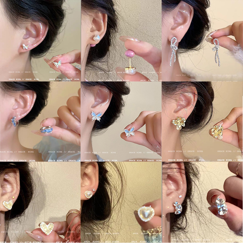 925 silver needle pearl zircon stud earrings for women fashionable temperamental all-match high sense minimalist design earrings eardrops Specification drawing