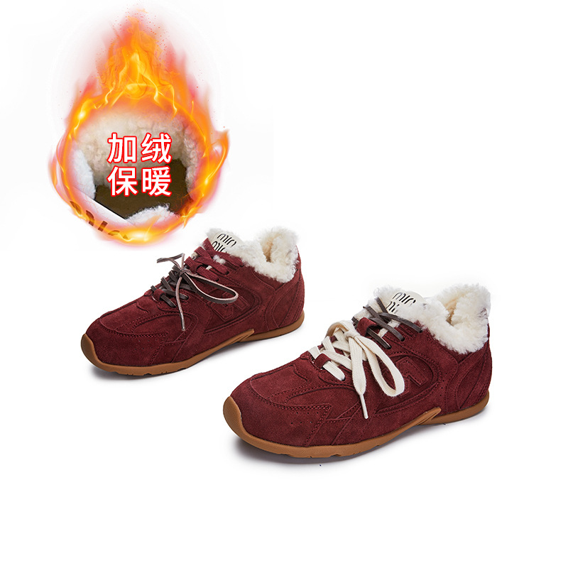 new wool cortez women's 2025 autumn and winter flat sports german training shoes casual fleece-lined women's shoes versatile shoes women's full figure