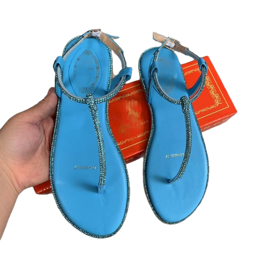 cross-border african popular women's rc rhinestone sandals outer wear flip-flops womensandals comfortable all-match Item Picture