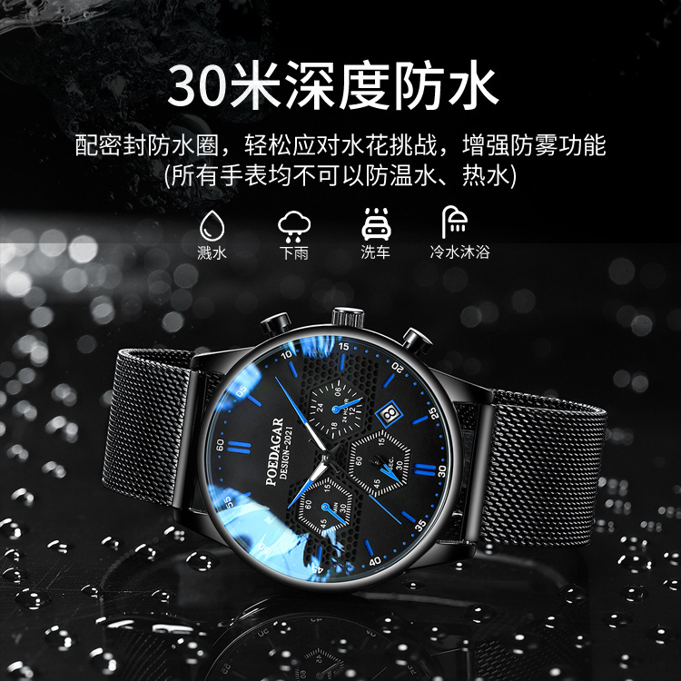 swiss brand men's watch multi-functional waterproof luminous quartz watch tiktok hot sale at aliexpress one piece dropshipping details Picture