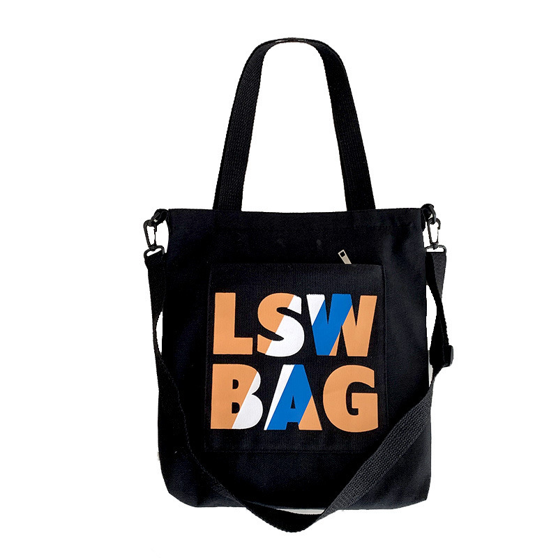 online red western style ins korean style national fashion college student tote bag class canvas bag men and women's one-shoulder tote bag men's bag Item Picture