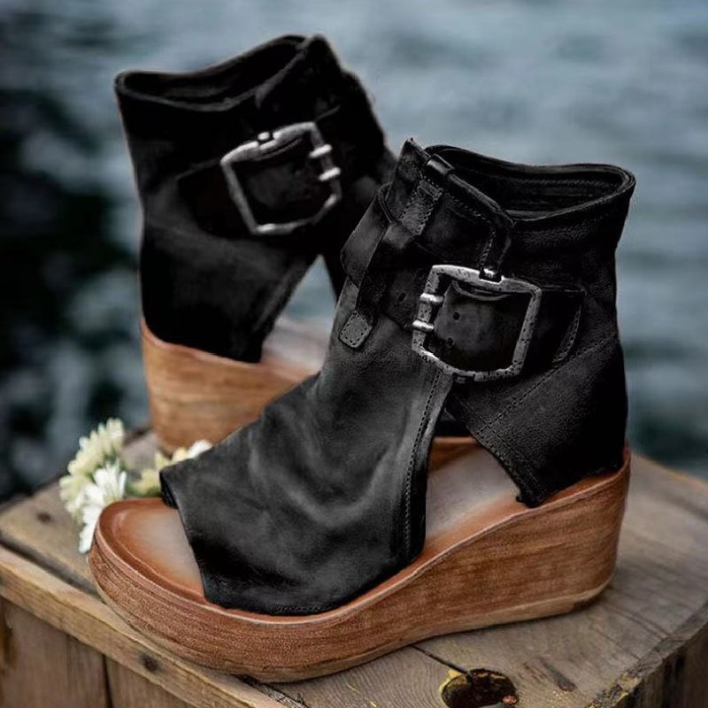roman shoes women's summer high heel fashion women's shoes 2021 new high-top wedge sandal boots platform peep toe sandals size 40 Item Picture