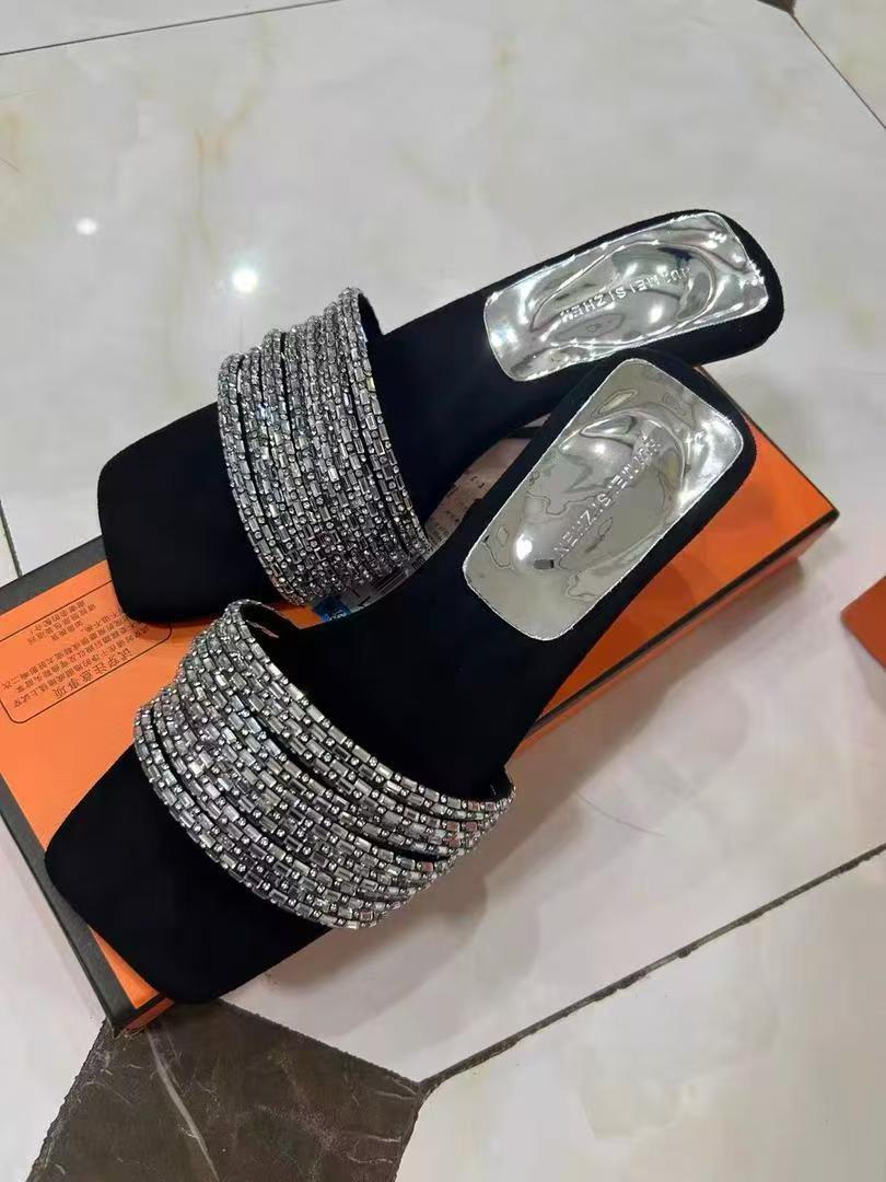 03黑色贸女式凉鞋拖鞋批发