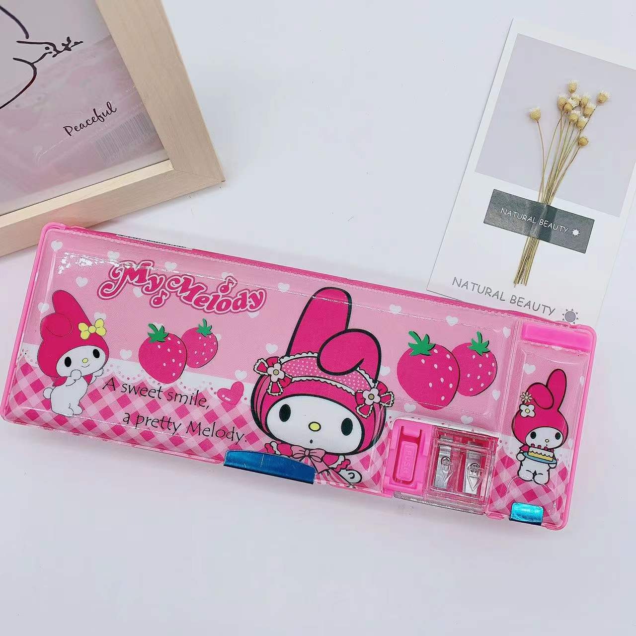 cartoon three li pencil case multifunctional double-sided stripe penknife pencil box pupils' stationery pencil box Application Scenario
