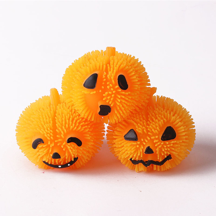 Ghost Festival Pumpkin Lantern Puff Ball Cute Halloween Pumpkin Yoyo Pumpkin Lantern TPR Soft Glow Toy Specification drawing