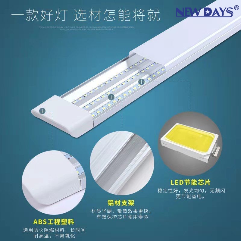 NEWDAYS brand cross-border new LED75 wide square purification lamp, fluorescent lamp, energy-saving high-brightness charging long strip lamp, ultra-long battery life, high-efficiency lighting lamp details Picture