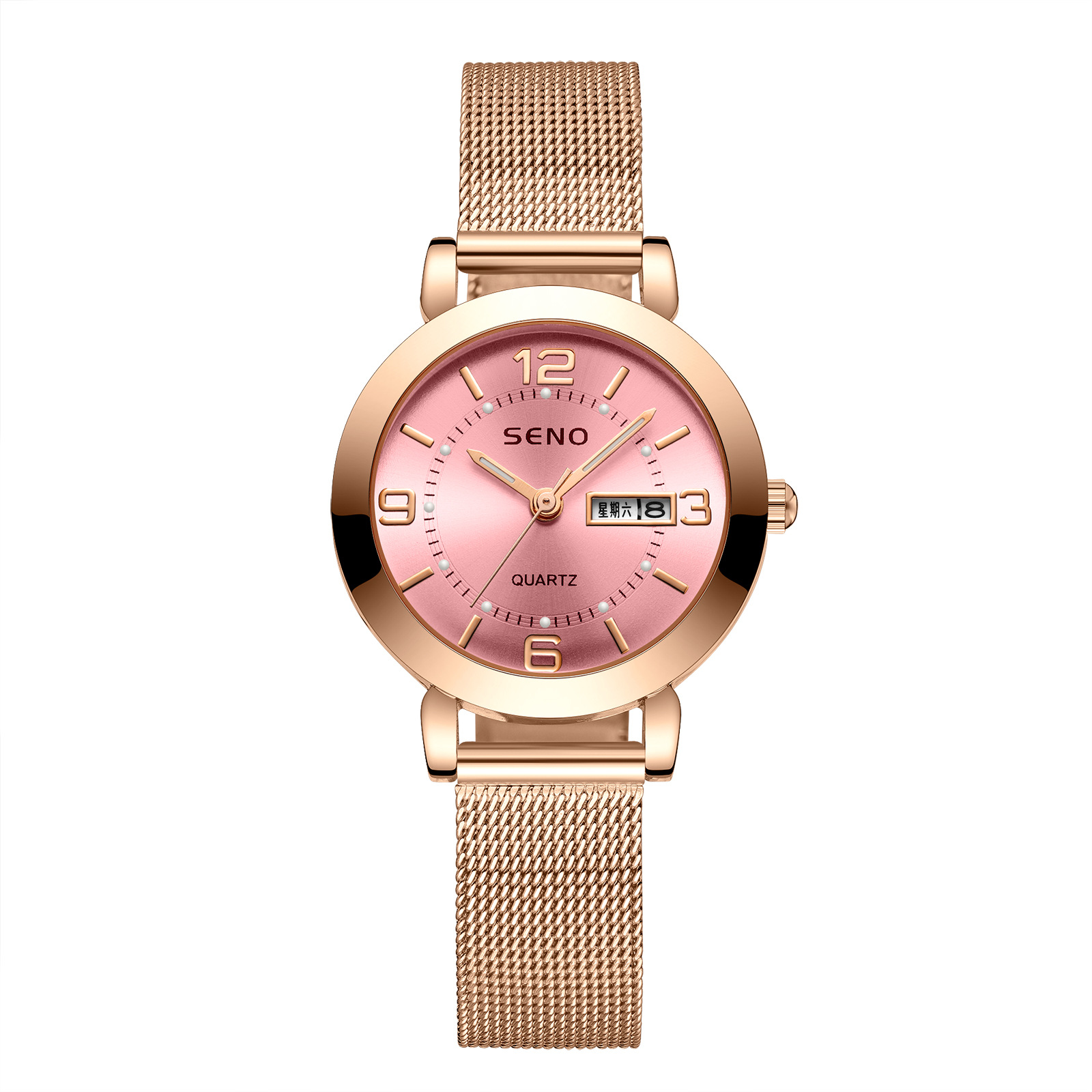 one piece dropshipping popular women's quartz watch luminous waterproof double calendar female student automatic watch wholesale Item Picture