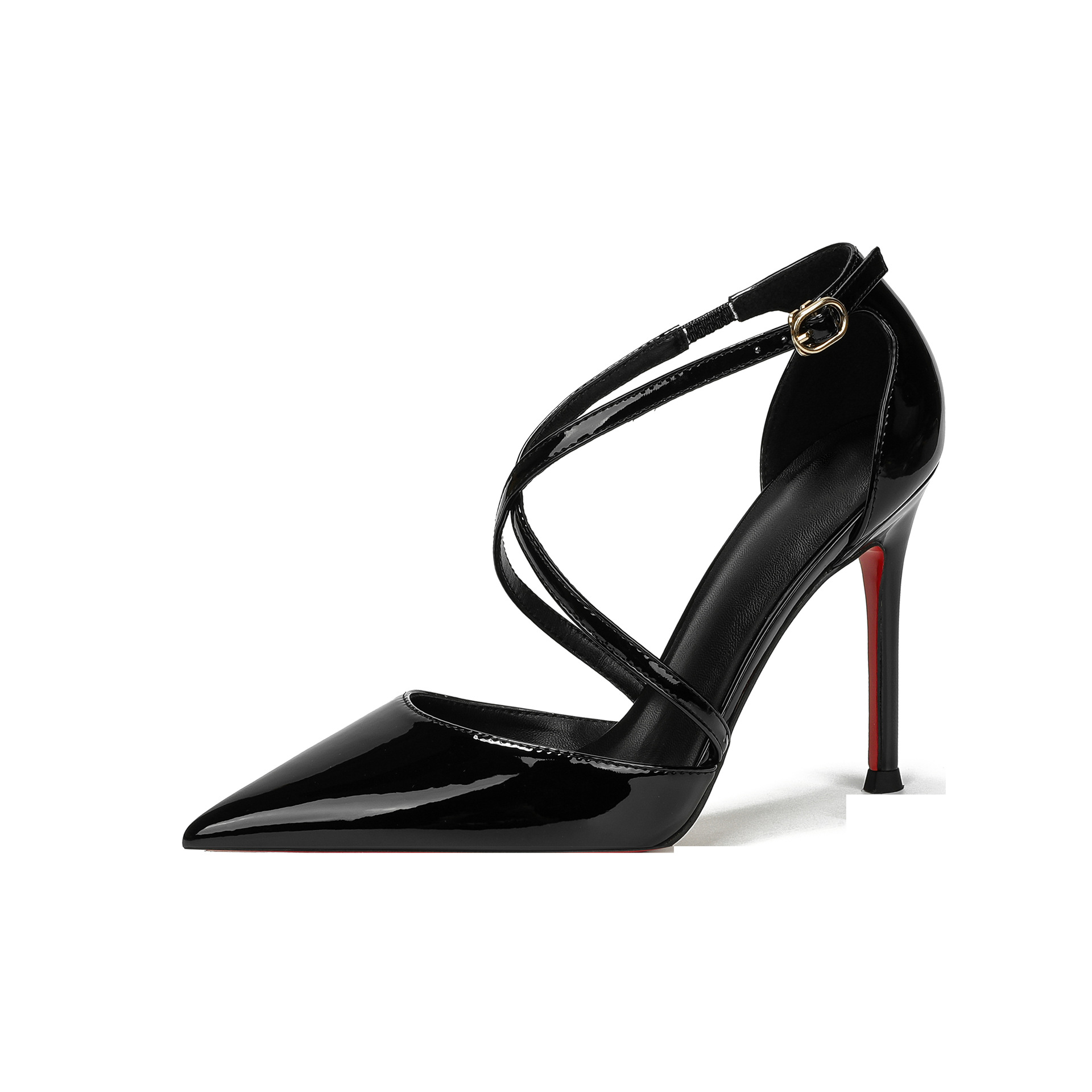 hollow cross strap red bottom sandals pointed-toe stiletto simple sexy party refined stylish and versatile elegant details Picture