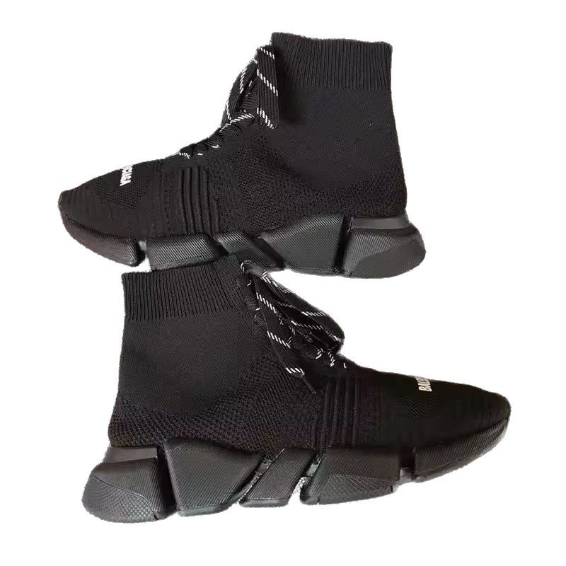 factory wholesale breathable sneakers men's and women's paris mid-top lace-up socks boots knitted stretch sock shoes men's shoes Item Picture