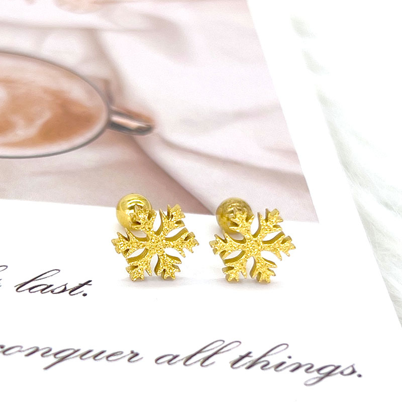 titanium steel fashion love snowflake twist screw frosted cd pig nose ear studs hollow geometry korean simple deer earrings Application Scenario