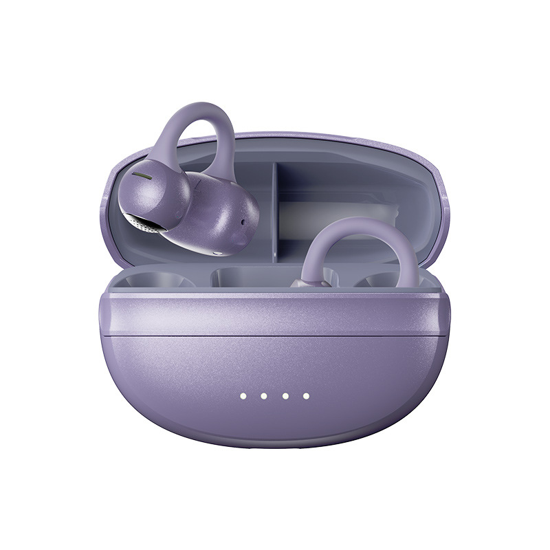 新款数码潮电时尚开放式夹耳无线耳机电竞低延迟超长续航蓝牙耳机 紫色