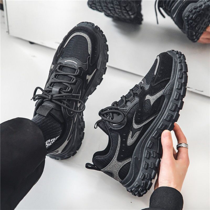 labor protection shoes men's 2023 spring new breathable mesh shoes men's construction site work non-slip wear-resistant sports dad shoes undefined
