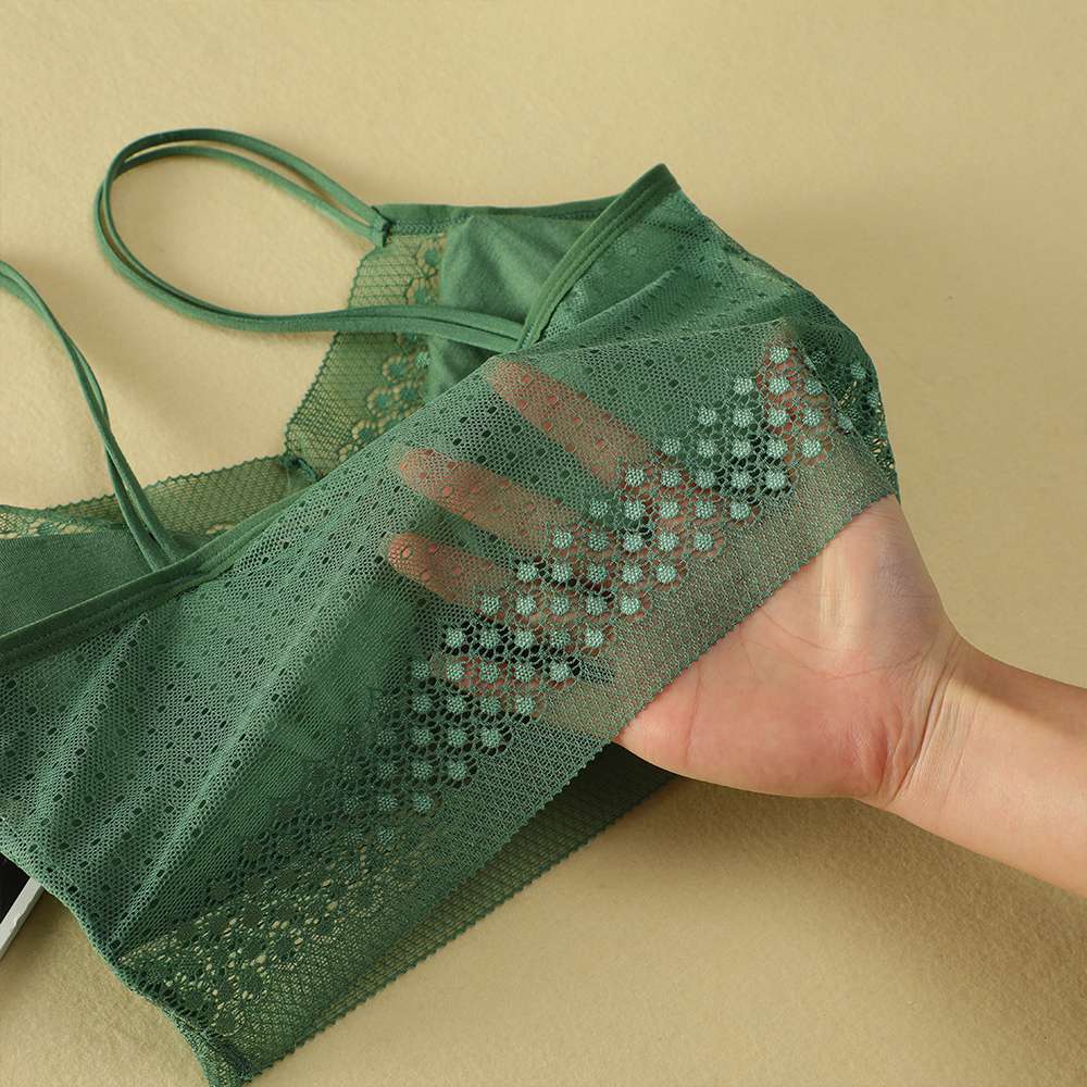 Ladies' lace, beautiful back bra with sequined straps undefined