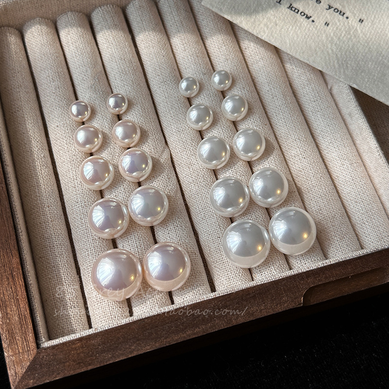 shijia bread flour light milky white pearl stud earrings light luxury high-grade sterling silver needle cold style pearl earrings wholesale details Picture