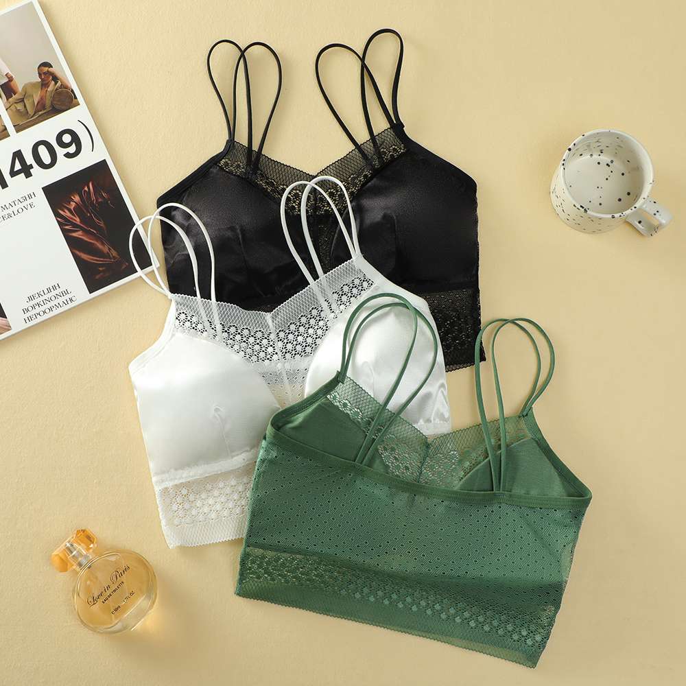 Ladies' lace, beautiful back bra with sequined straps details Picture