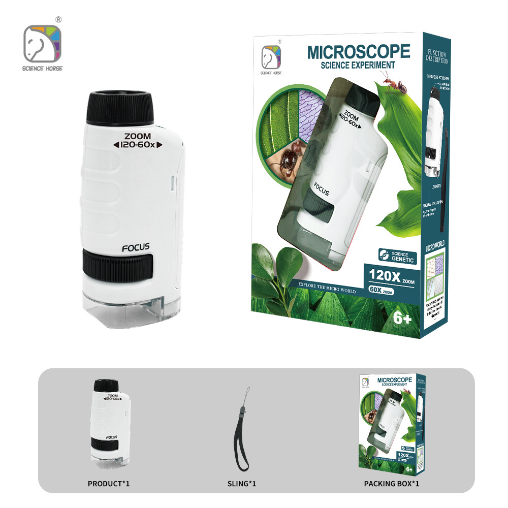 xuema portable microscope upgraded 3-in-1 set double light source experiment micro object plate specimen toy Specification drawing