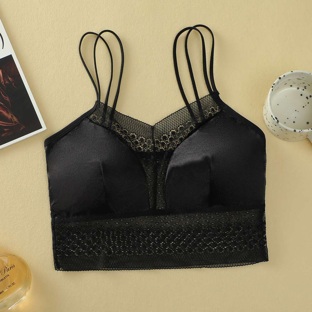 Ladies' lace, beautiful back bra with sequined straps undefined