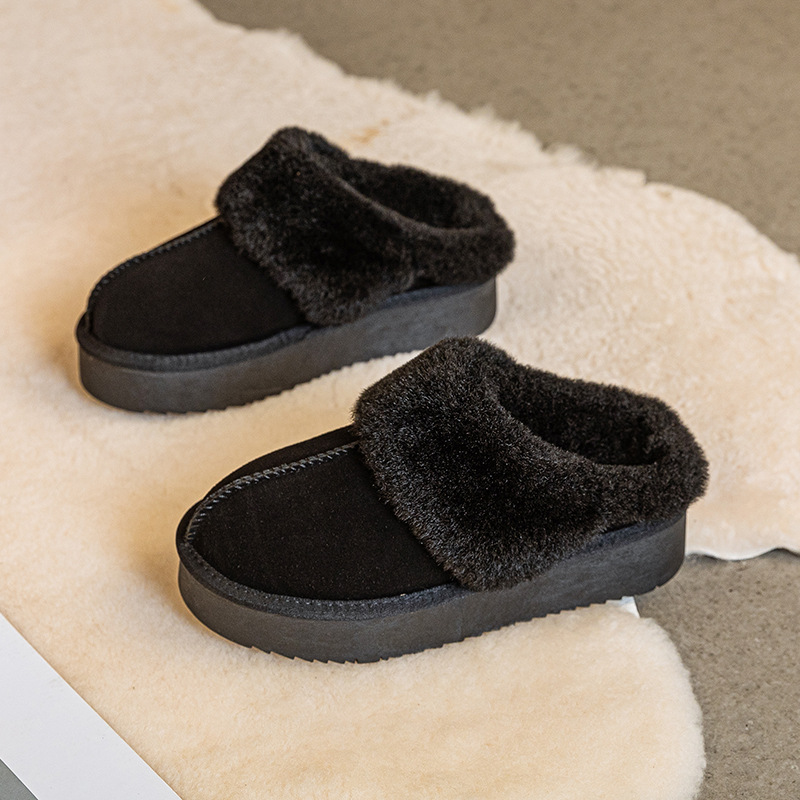 winter new snow boots flat bottom short boots northeast cotton padded shoes men's fleece-lined thickened waterproof warm genuine leather snow boots women undefined
