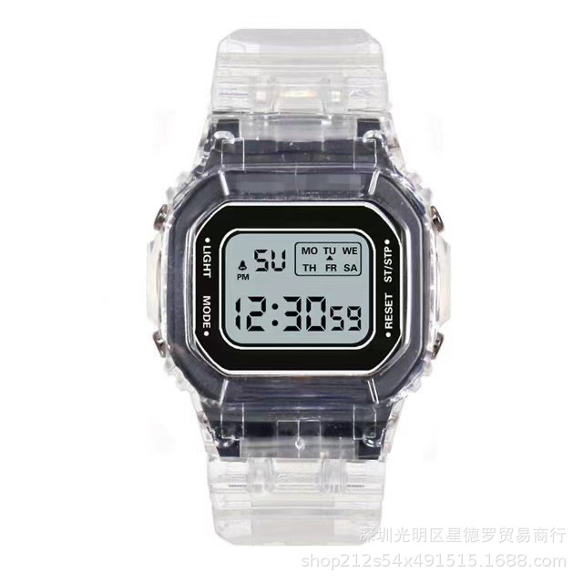 factory wholesale internet hot sports transparent small square ins electronic watch female student waterproof led watch Application Scenario