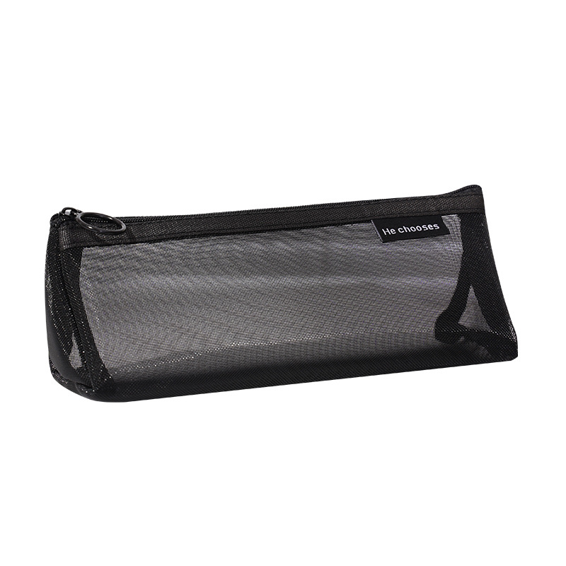 simple transparent mesh pencil bag three-dimensional triangle stationery case male and female student exam bag large capacity pencil case wholesale Item Picture