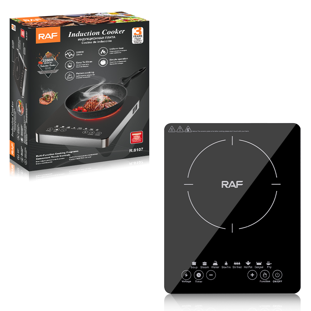 RAF European standard cross-border multi-functional high-power induction cooker, touch-type smart household induction cooker, black export induction cooker Item Picture