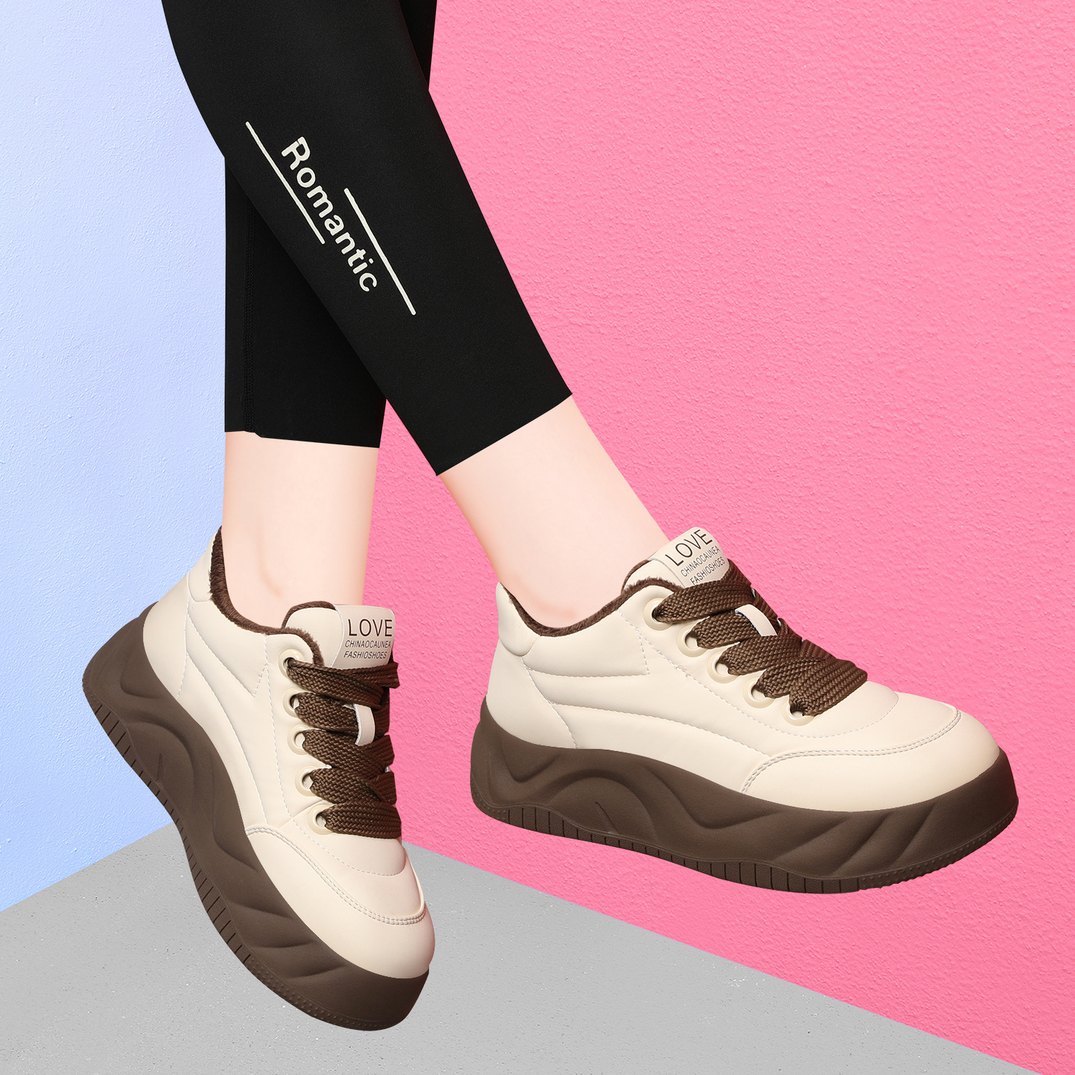 thick bottom bread shoes pumps autumn and winter 2025 new versatile soft bottom casual shoes board shoes for women velvet sports cotton shoes undefined