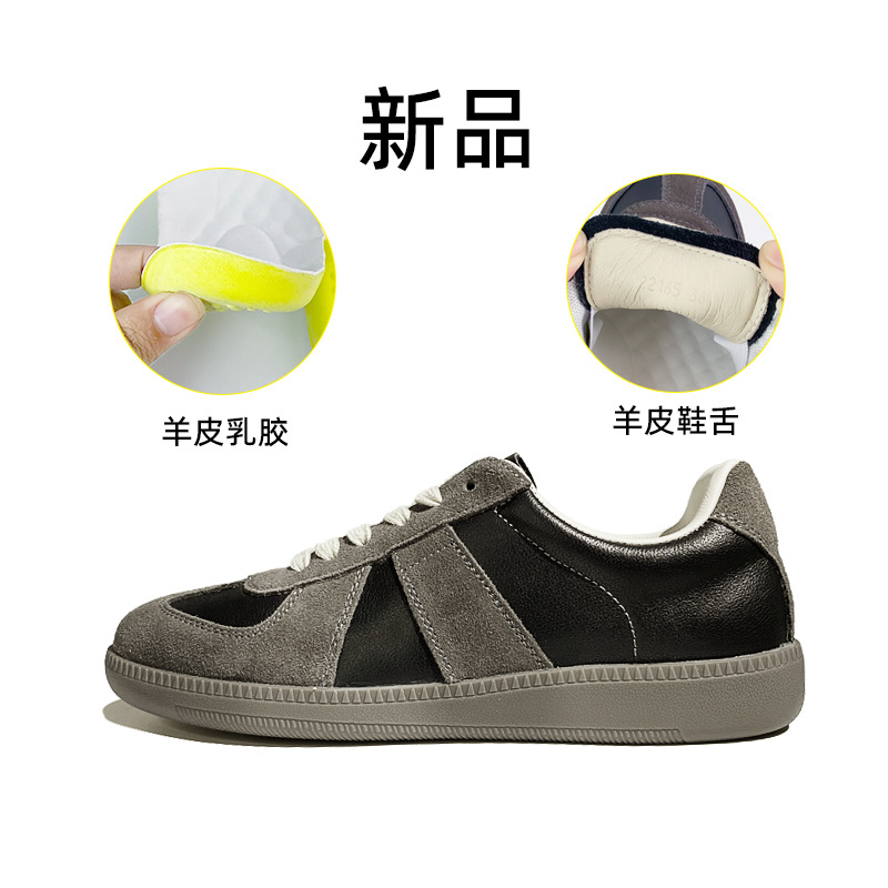 german training shoes for women 2025 new first layer cowhide inner sheepskin lovers shoes versatile breathable casual flat white shoes undefined
