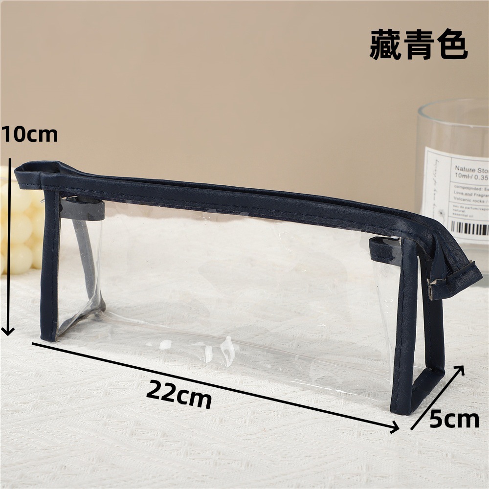 customizable new japanese style good-looking transparent pvc pen bag primary school students wholesale fashion simple stationery buggy bag Specification drawing