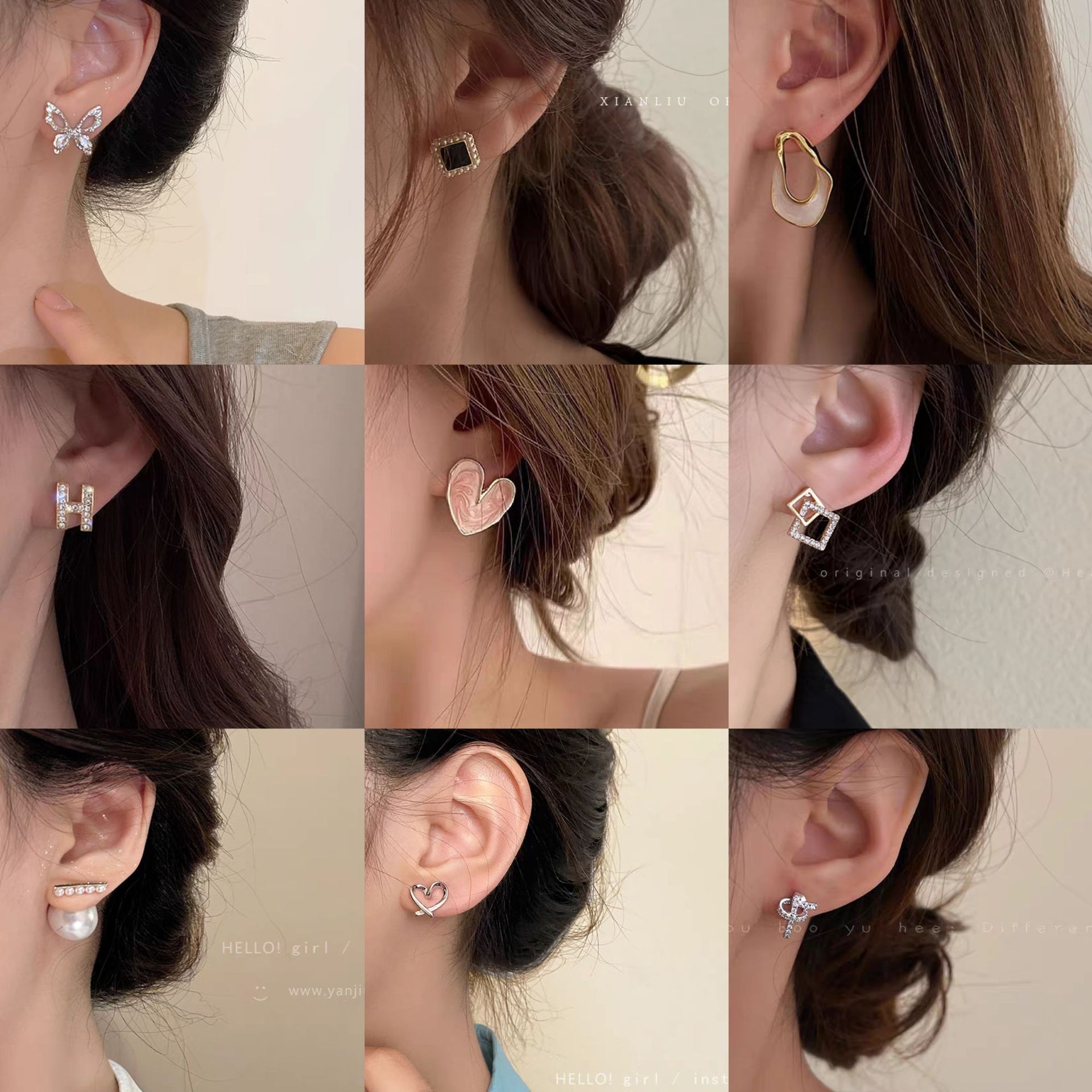 925 pin ins style pearl stud earrings women's all-match earrings high sense graceful earrings stall night market hot wholesale Specification drawing