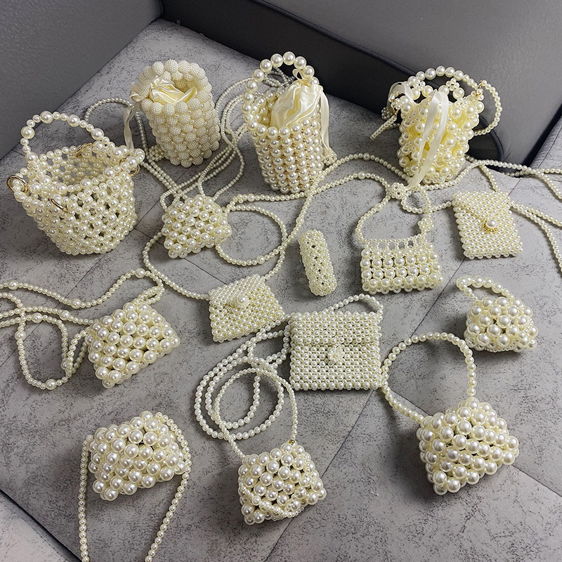2023 summer pearl bag bags female online influencer small bag crossbody bag all-match mini retro hand-woven ins pearl bag full figure