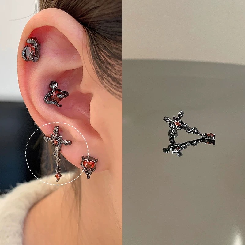 pendant series collection ear bone stud titanium steel screw stud earrings female ear-caring ear ear bone pin earrings Item Picture