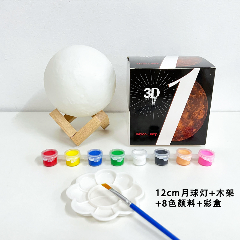 creative hand-painted moon light small night lamp led bedroom bedside lamp net red moon lamp diy graffiti lamp wholesale Specification drawing