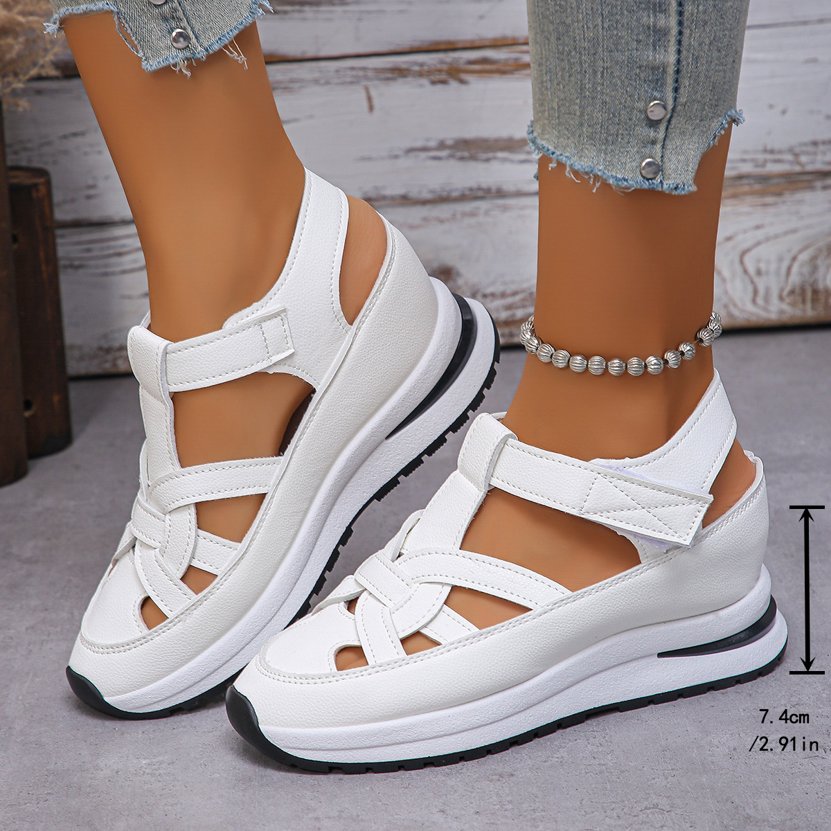 cross-border foreign trade large size sandals for women 2025 spring new european and american wedge roman women's magical stick shoes size 43 full figure