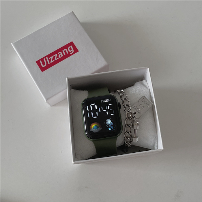 internet celebrity space electronic watch junior high school college style universal student square led watch children waterproof electronic watch Item Picture