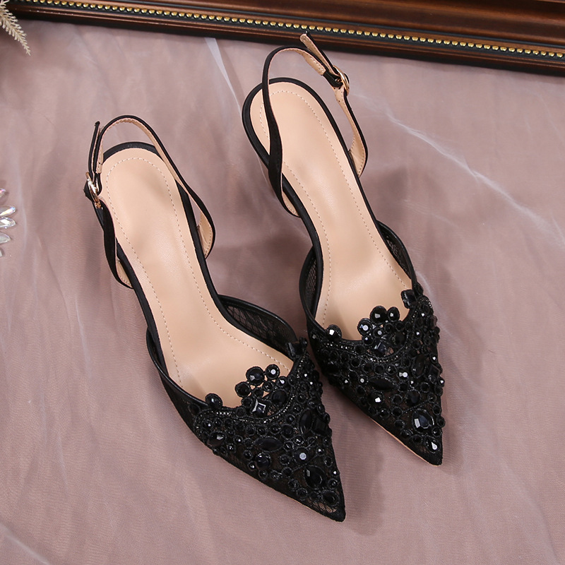 summer sandals women 2023 white wedding shoes women lace shoes fashion high heels pearl one piece dropshipping stiletto heel Item Picture