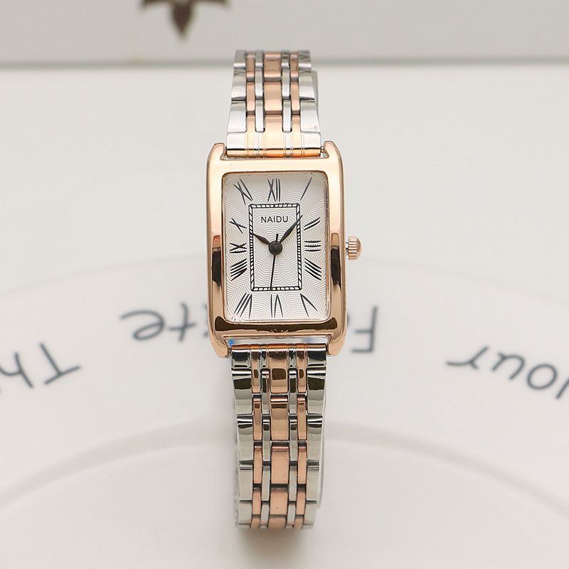 literary style student small rectangular steel strap quartz watch stainless steel strap fashion girl watch mori style square watch full figure