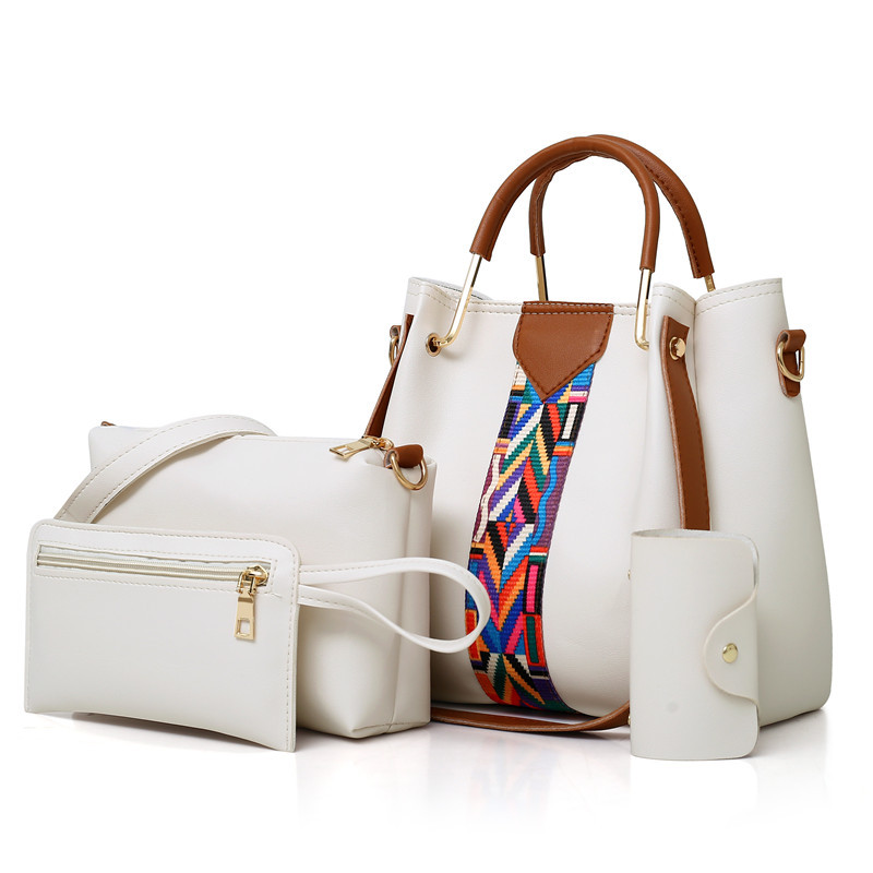 women's bag 2024 new european and american fashion four-piece set child and mother portable shoulder messenger bag bucket bag multi-piece hand bag Specification drawing